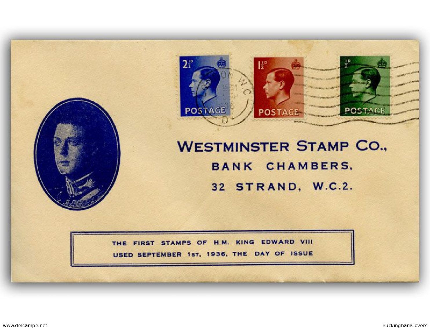 1936 Edward VIII FDC, Westminster Stamp Company Cover - ....-1951 Vor Elizabeth II.