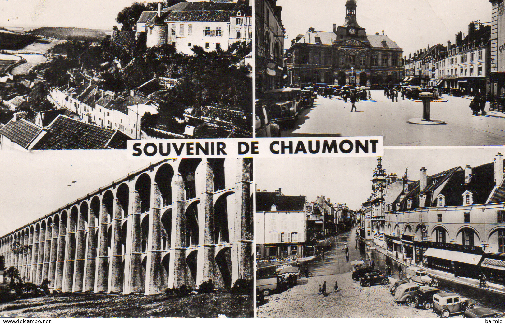 SOUVENIR DE CHAUMONT, MULTIVUE, CHATEAU, PLACE DE L HOTEL DE VILLE, VIADUC, RUE DE LA VICTOIRE, VOITURES  REF 13078 PAR - Saluti Da.../ Gruss Aus...