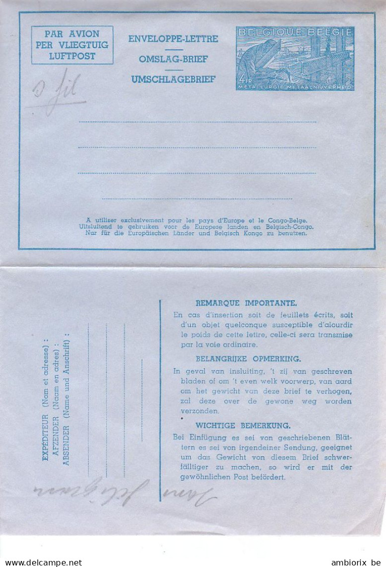 Aérogramme Série 2 - NFA - Timbre à 4 Fr - Aérogrammes