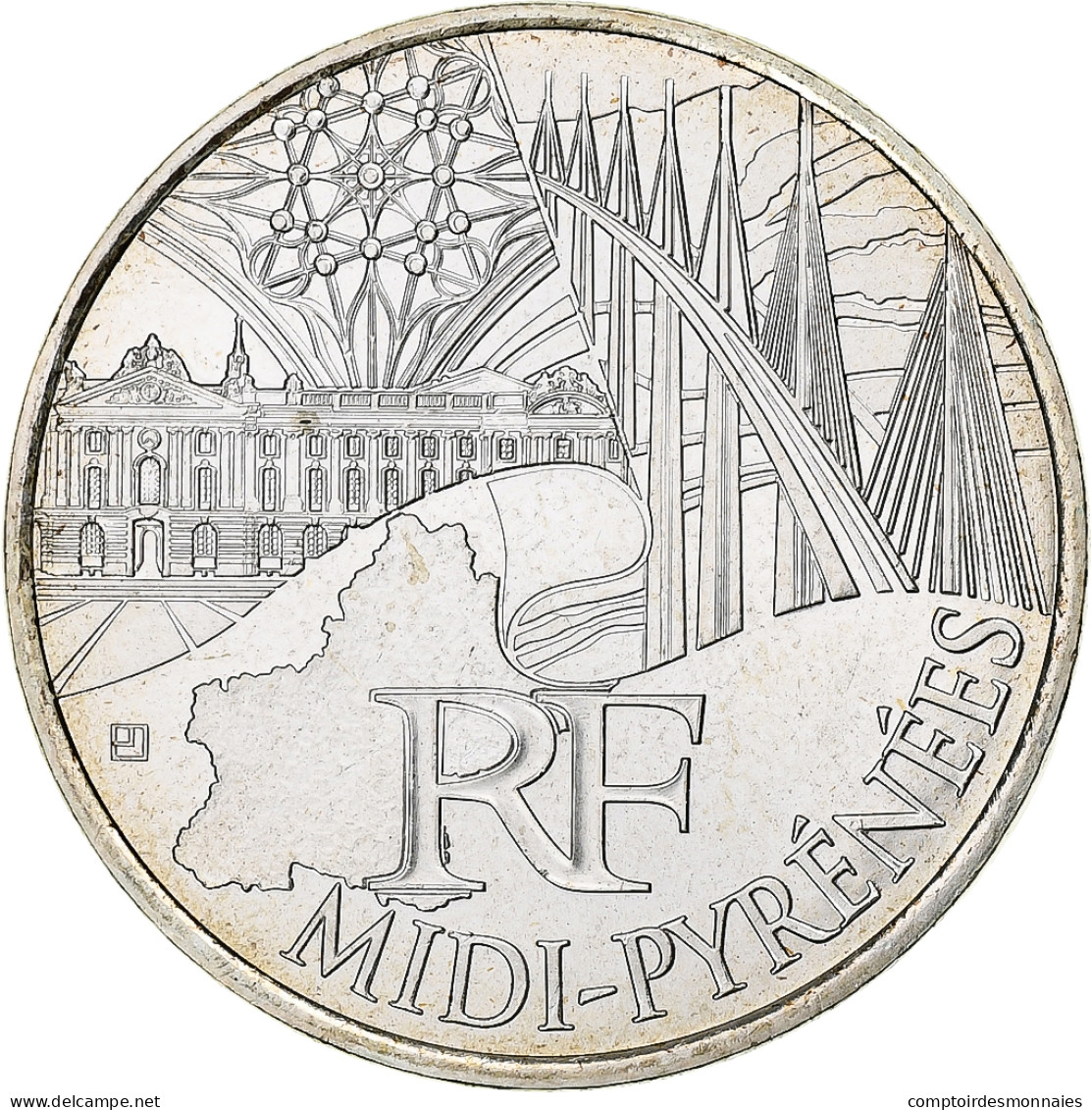 France, 10 Euro, Midi-Pyrénées, 2011, Paris, SPL, Argent, KM:1752 - France