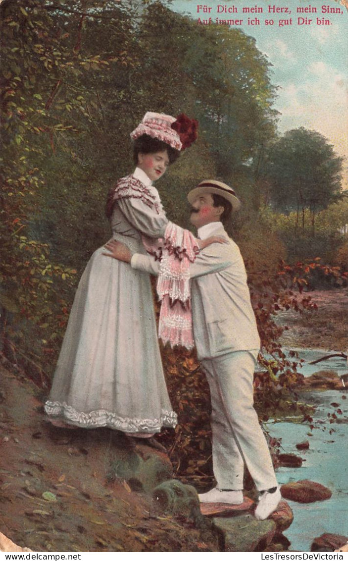 COUPLE - Für Dich Mein Herz Mein Sinn - Couple Près D'une Rivière - Colorisé - Carte Postale Ancienne - Couples