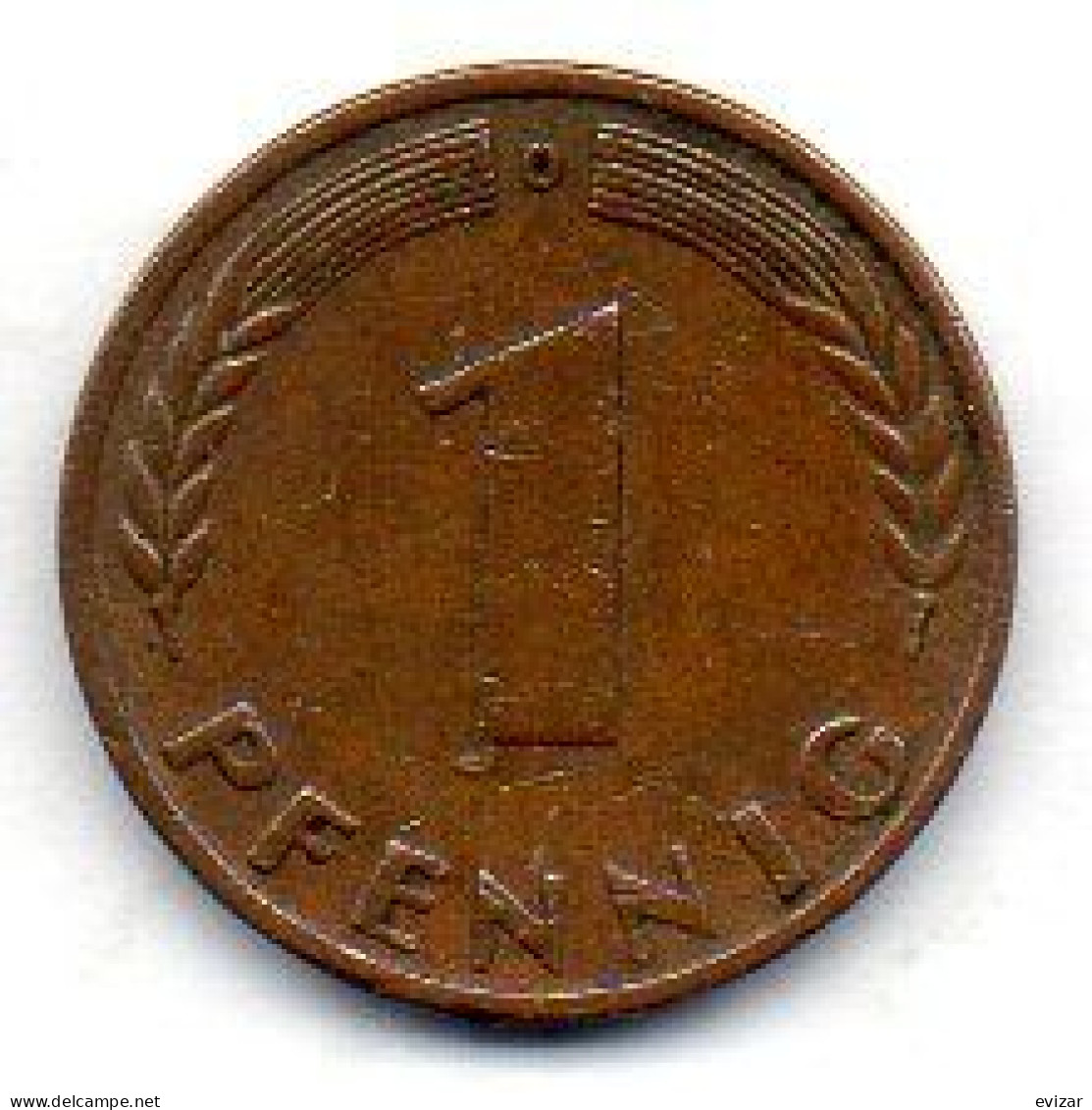 GERMANY - FEDERAL REPUBLIC, 1 Pfennig, Bronze, Year 1949-D, KM # A101 - 1 Pfennig