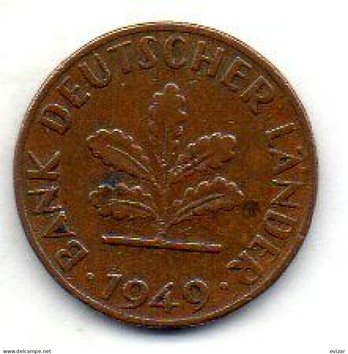 GERMANY - FEDERAL REPUBLIC, 1 Pfennig, Bronze, Year 1949-D, KM # A101 - 1 Pfennig