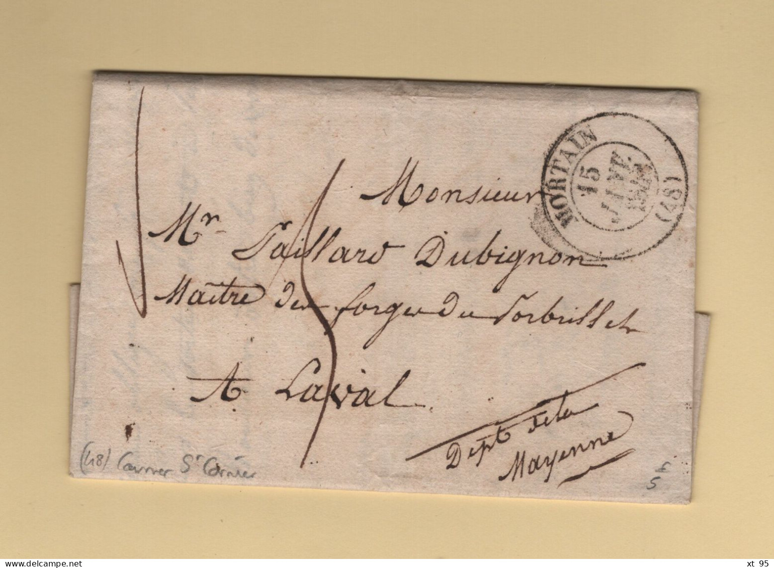 Mortain - 48 - Manche - 15 Janvier 1840 - Courrier De St Cornier - 1801-1848: Précurseurs XIX