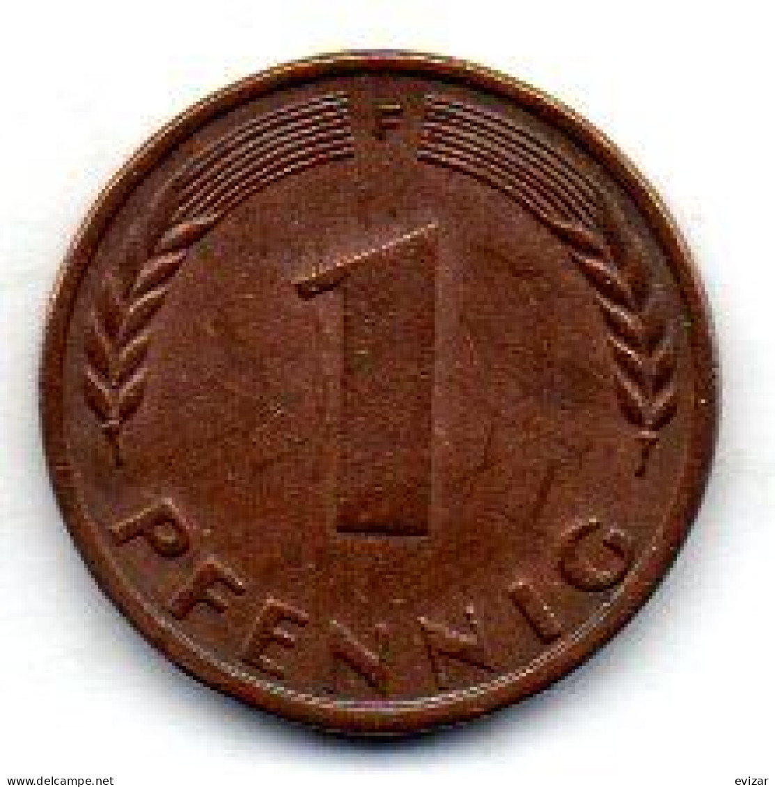 GERMANY - FEDERAL REPUBLIC, 1 Pfennig, Bronze, Year 1949-F, KM # A101 - 1 Pfennig