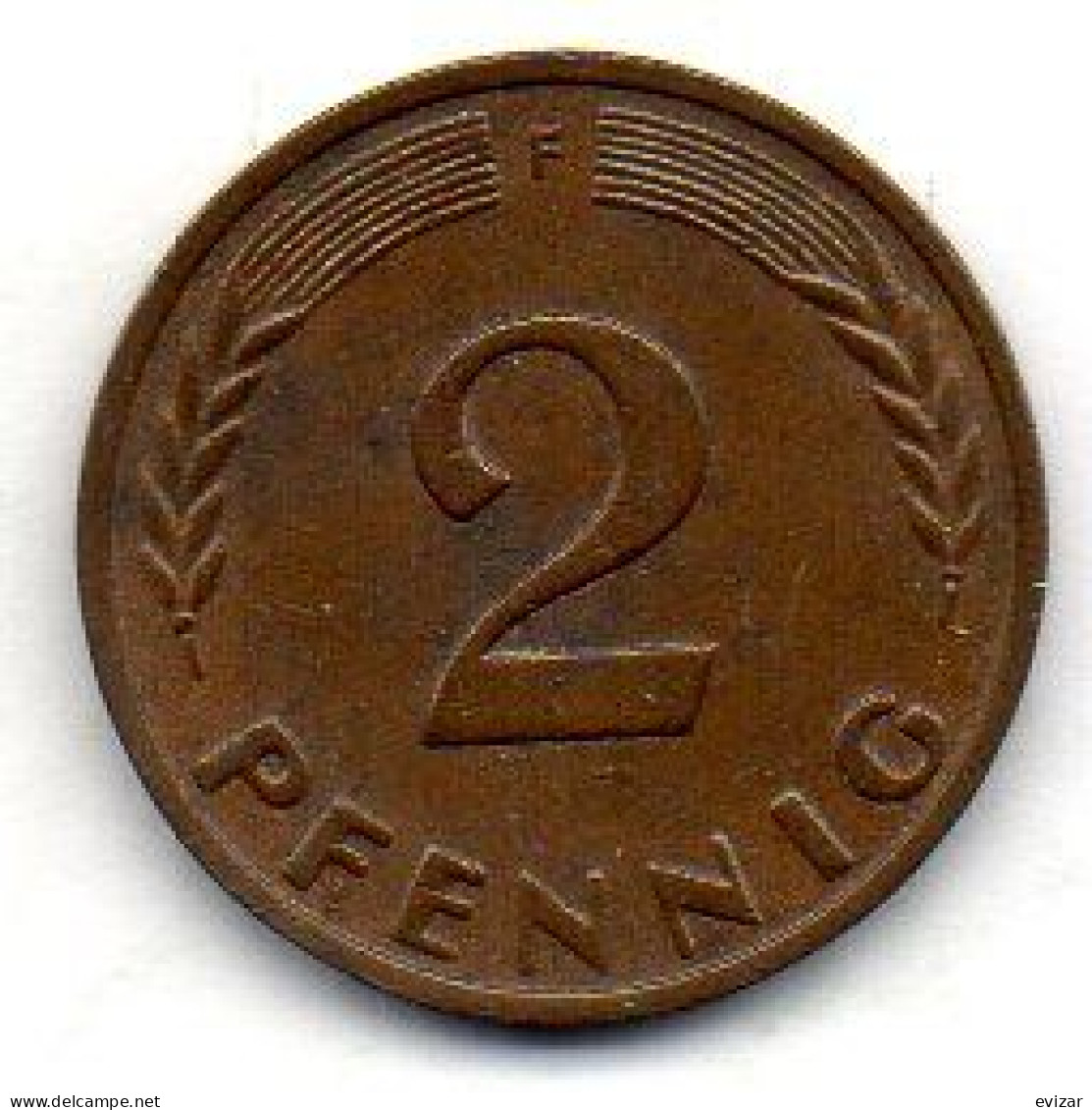 GERMANY - FEDERAL REPUBLIC, 2 Pfennig, Bronze, Year 1961-F, KM # 106 - 2 Pfennig