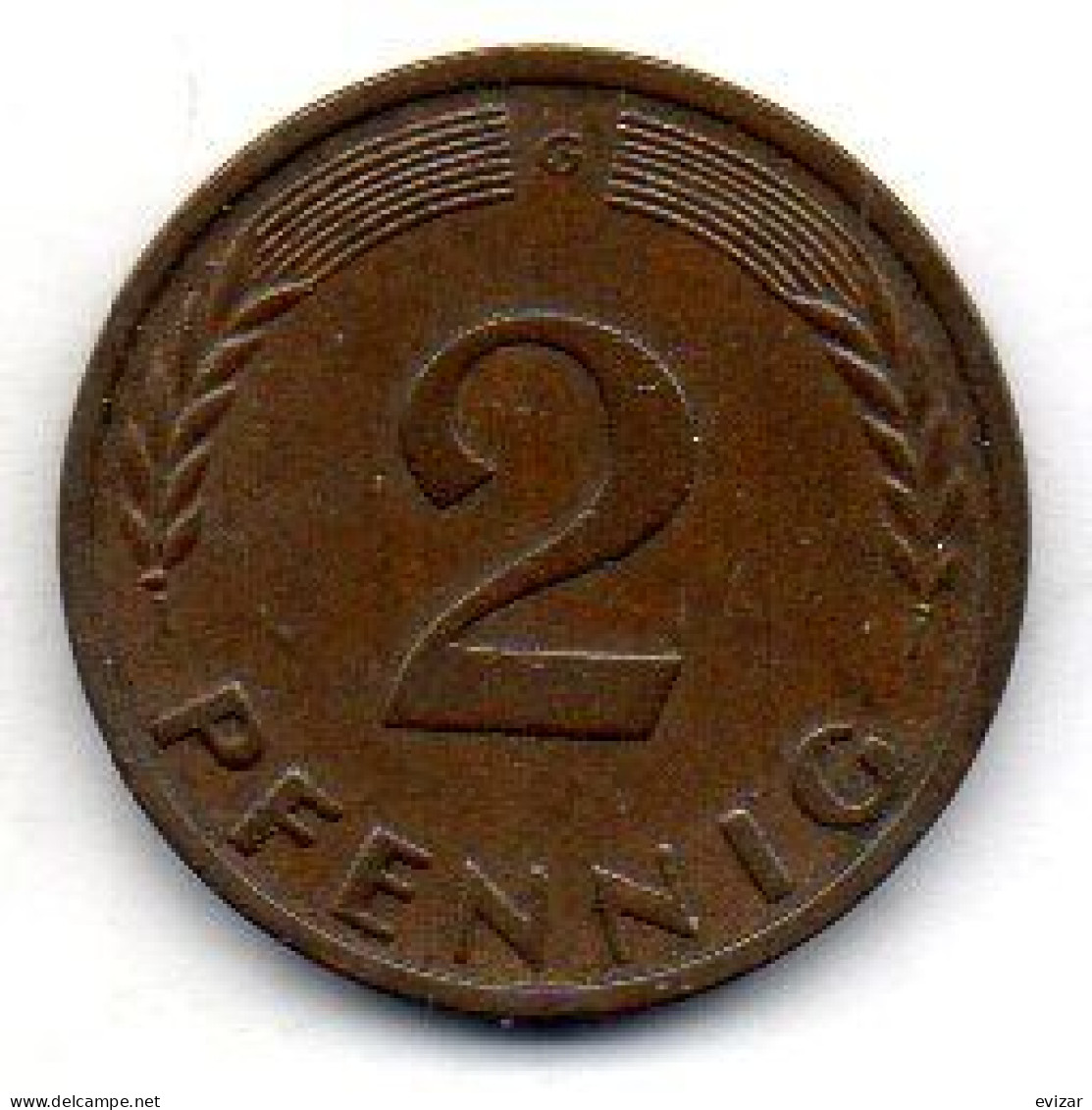 GERMANY - FEDERAL REPUBLIC, 2 Pfennig, Bronze, Year 1950-G, KM # 106 - 2 Pfennig