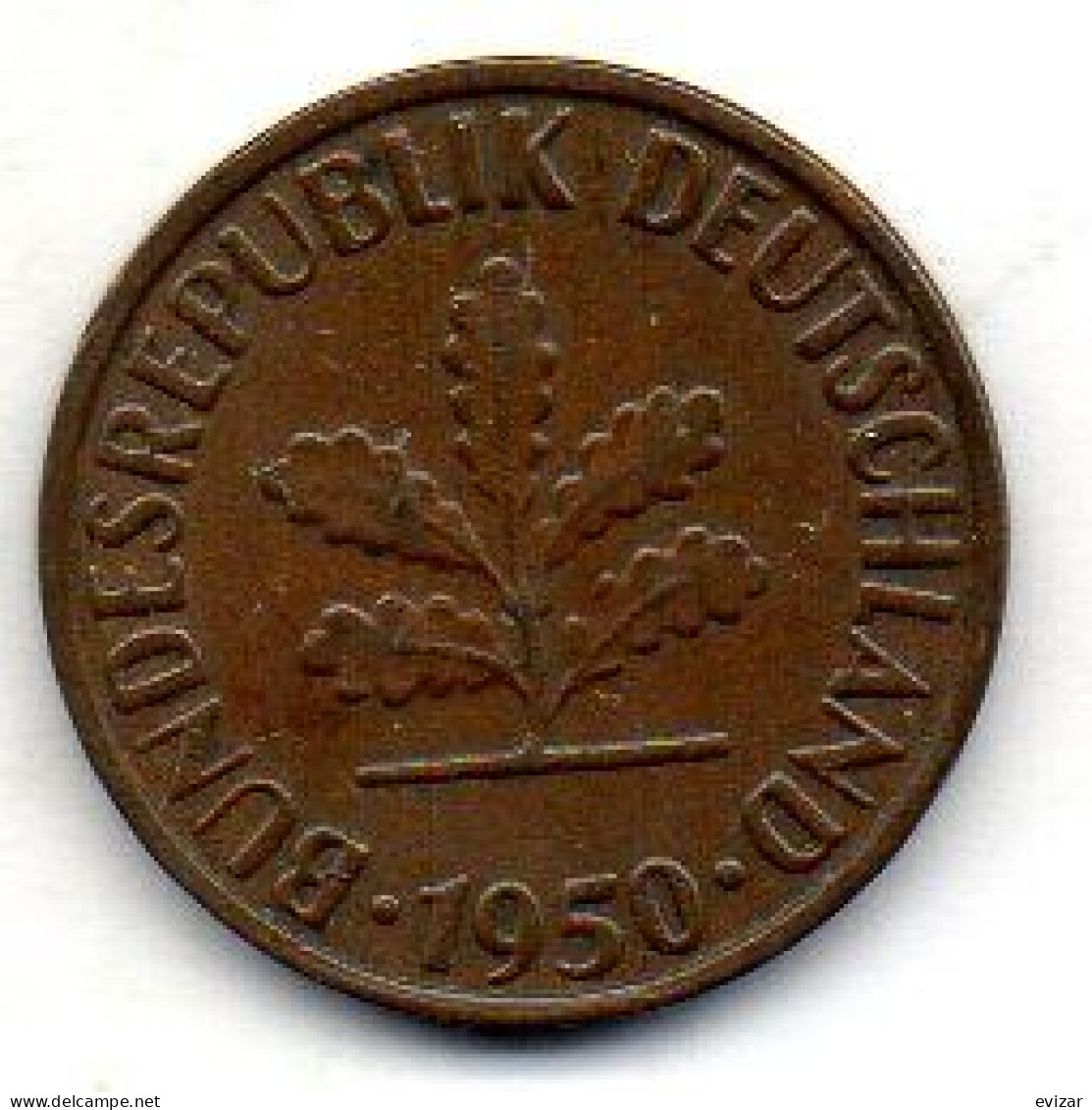 GERMANY - FEDERAL REPUBLIC, 2 Pfennig, Bronze, Year 1950-G, KM # 106 - 2 Pfennig