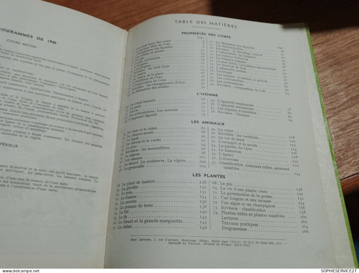 142 //  SCIENCES / INITIATION PAR L'OBSERVATION / CLASSES DE HUITIEME ET DE SEPTIEME / LAROUSSE1955