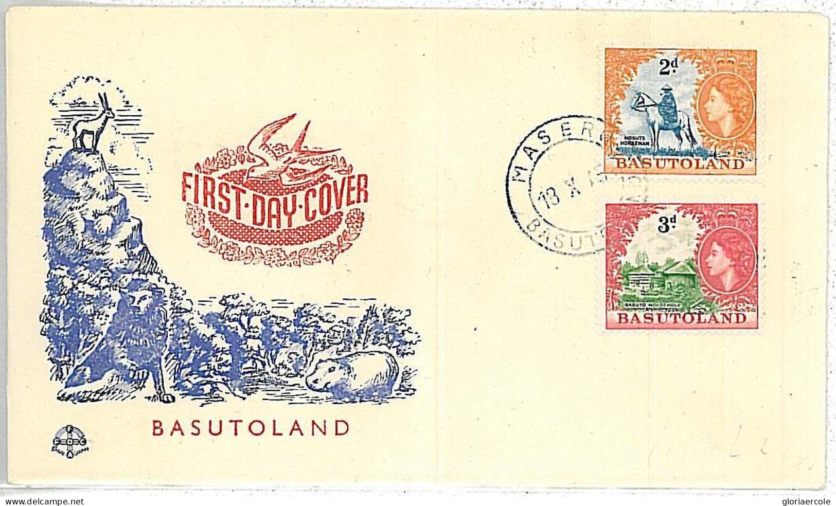 28671 - BASUTOLAND -  POSTAL HISTORY -  FDC COVER 1954 - 1933-1964 Colonie Britannique