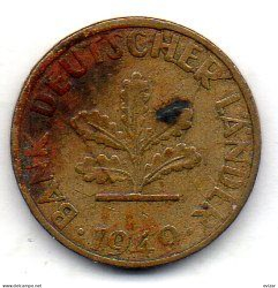 GERMANY - FEDERAL REPUBLIC, 5 Pfennig, Brass, Year 1949-G, KM # 102 - 5 Pfennig