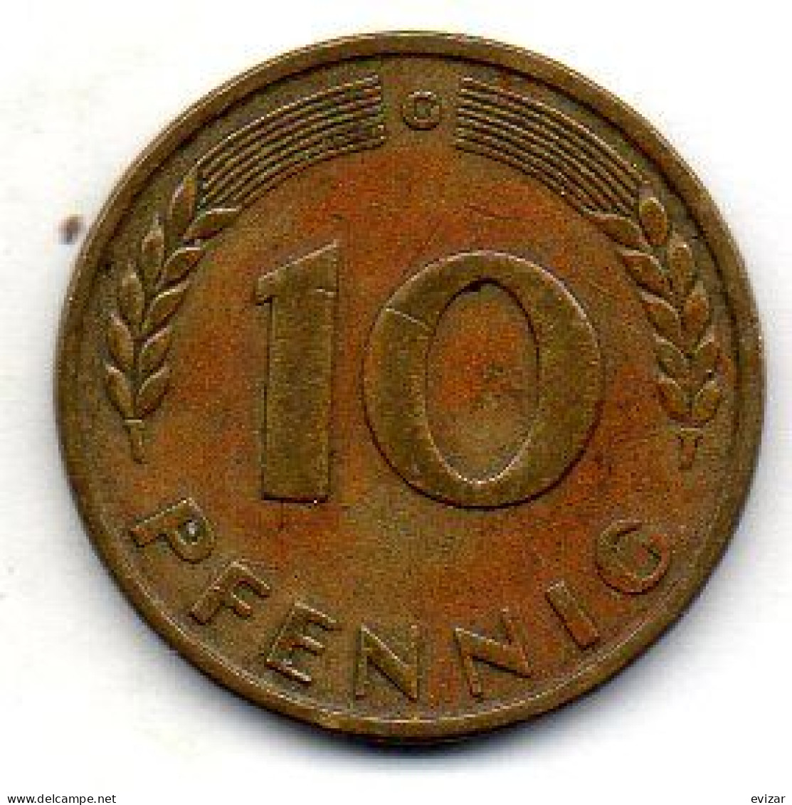 GERMANY - FEDERAL REPUBLIC, 10 Pfennig, Brass, Year 1949-G, KM # 103 - 10 Pfennig