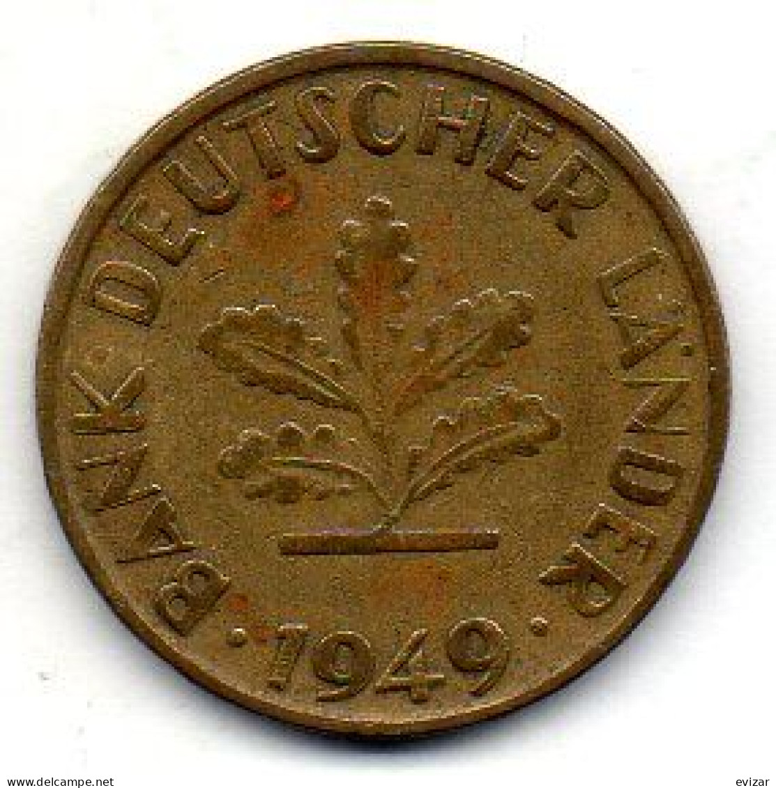 GERMANY - FEDERAL REPUBLIC, 10 Pfennig, Brass, Year 1949-G, KM # 103 - 10 Pfennig