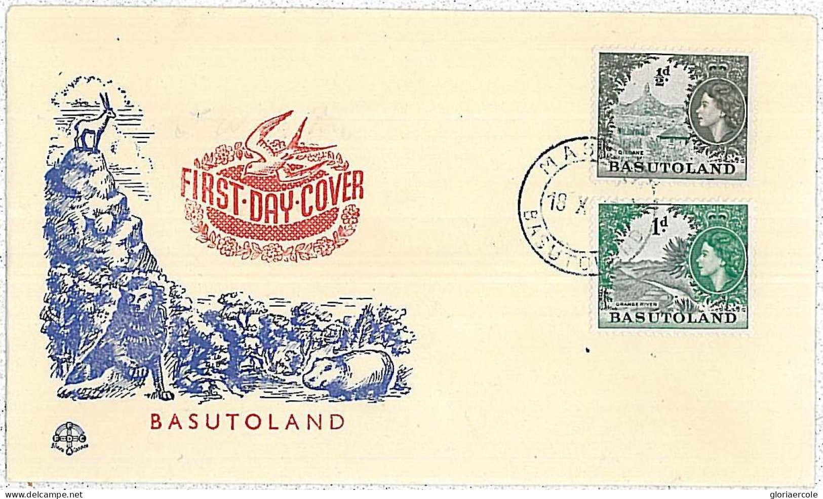 28670  - BASUTOLAND  - POSTAL HISTORY -  FDC COVER  1954 - 1933-1964 Colonie Britannique