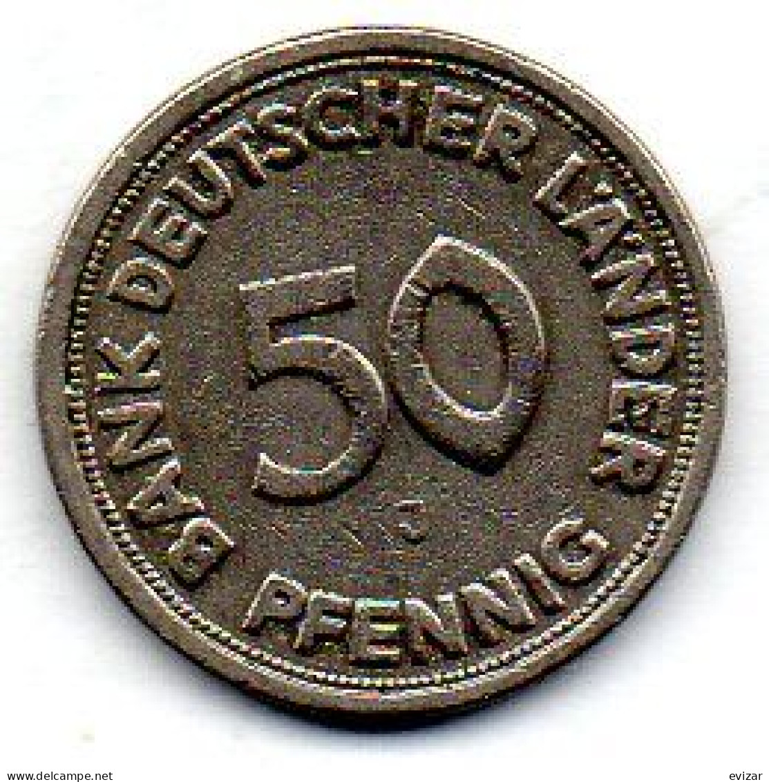 GERMANY - FEDERAL REPUBLIC, 50 Pfennig, Copper-Nickel, Year 1949-J, KM # 104 - 50 Pfennig