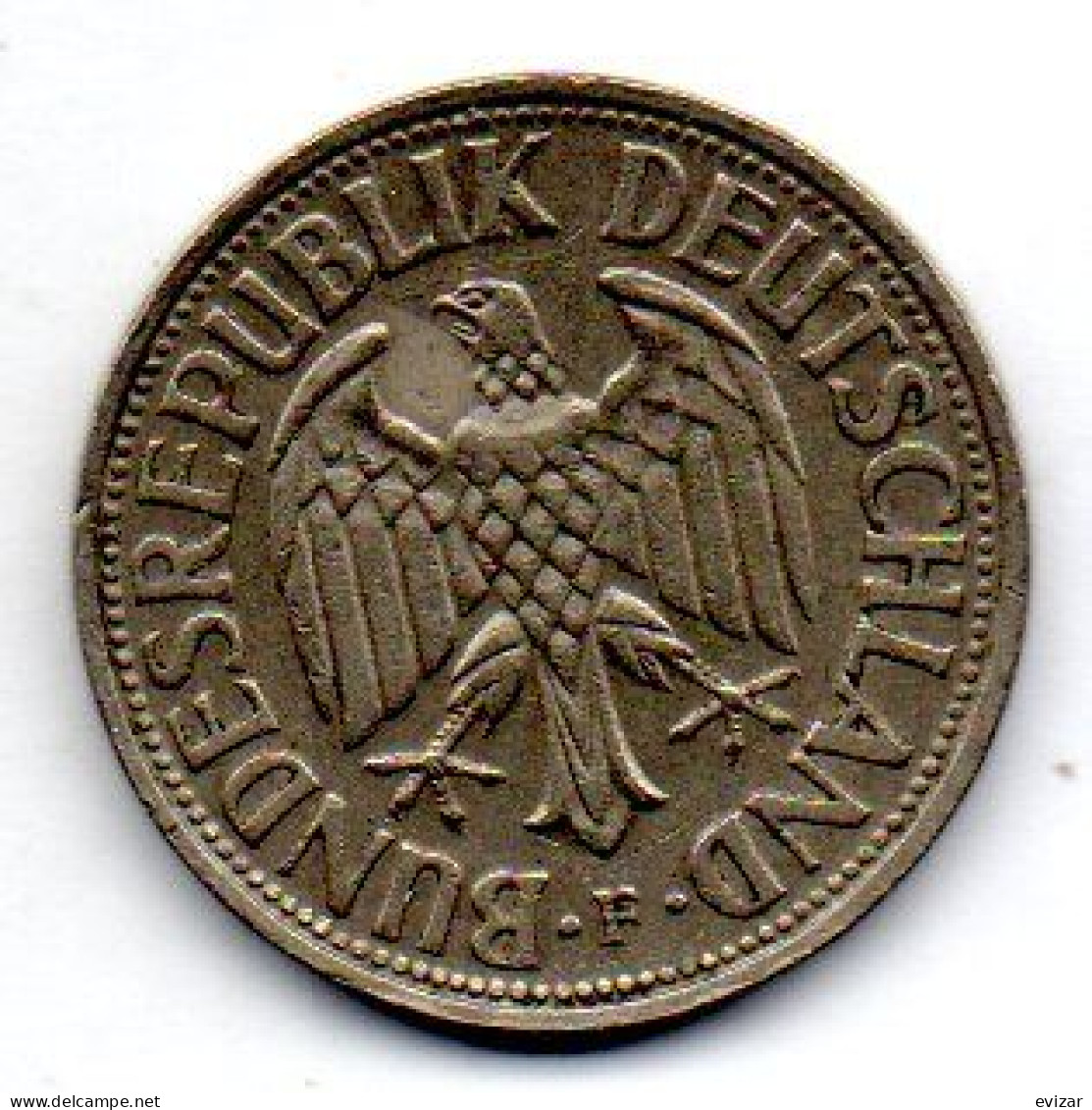GERMANY - FEDERAL REPUBLIC, 1 Mark, Copper-Nickel, Year 1954-F, KM # 110 - 1 Mark