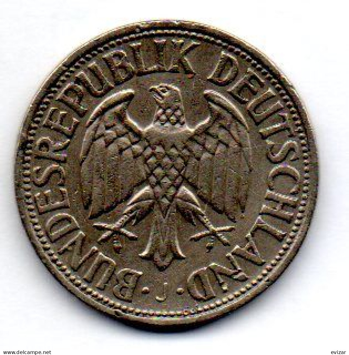 GERMANY - FEDERAL REPUBLIC, 1 Mark, Copper-Nickel, Year 1950-J, KM # 110 - 1 Marco