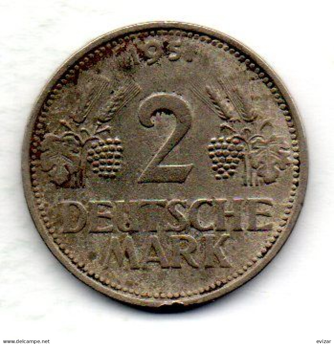 GERMANY - FEDERAL REPUBLIC, 2 Mark, Copper-Nickel, Year 1951-G, KM # 111 - 2 Mark