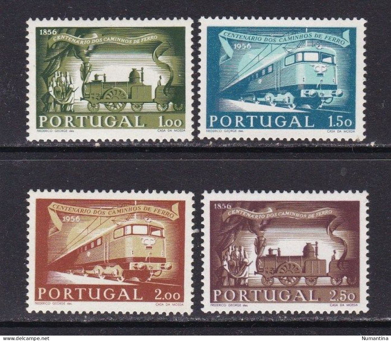 PORTUGAL - 1956 - YVERT 831/834 - Ferrocarriles - MH - Valor De Catologo 70 € - Nuevos