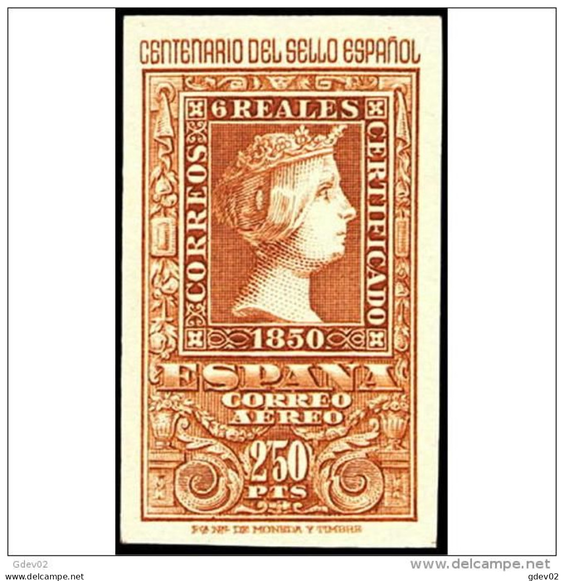 ES1080SASF-L4473PC-TPROFESOTROS.España.Spain. CENTENARIO DEL 1º SELLO ESPAÑOL.Isabel Ll .1950. (Ed 1080**) Sin Charnela - Autres & Non Classés