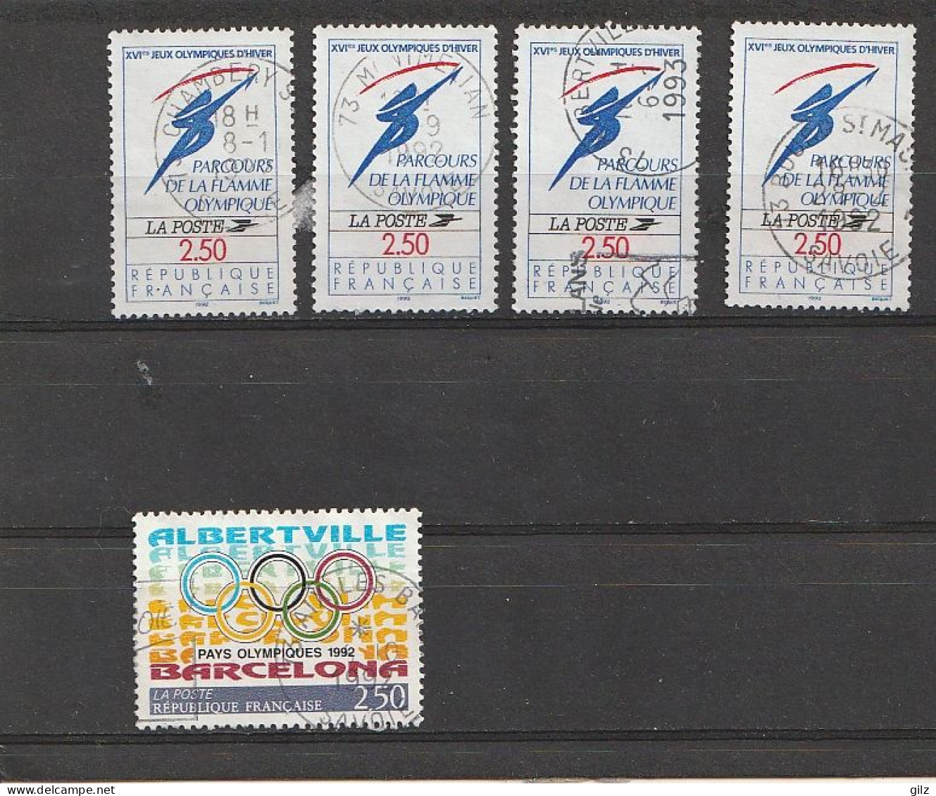 lot France -1992 jeux olympique d'alberville ,depliant +serie +2 blocs ski accrobatique+bloc+ 5 ex obli   (voir scan)