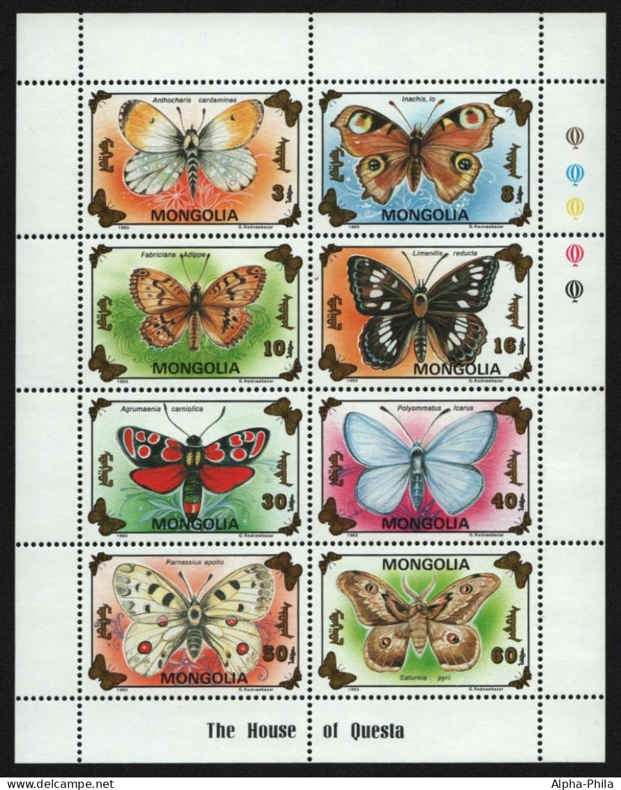 Mongolei 1993 - Mi-Nr. 2455-2462 ** - MNH - Schmetterlinge / Butterflies - Mongolie