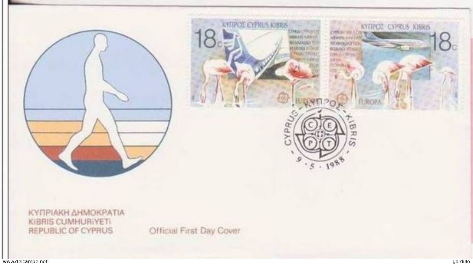 FDC Chypre Cyprus Flaments 1988. - Flamants