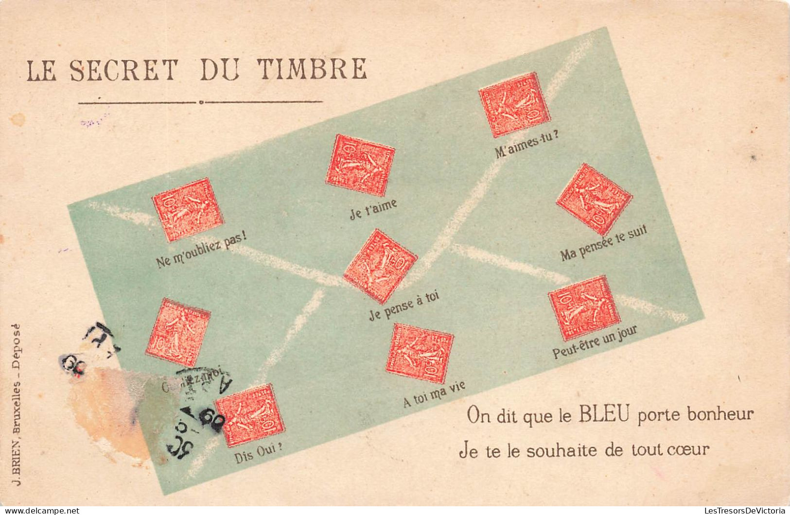 TIMBRES  - Le Secret Du Timbre - Colorisé - Carte Postale Ancienne - Timbres (représentations)