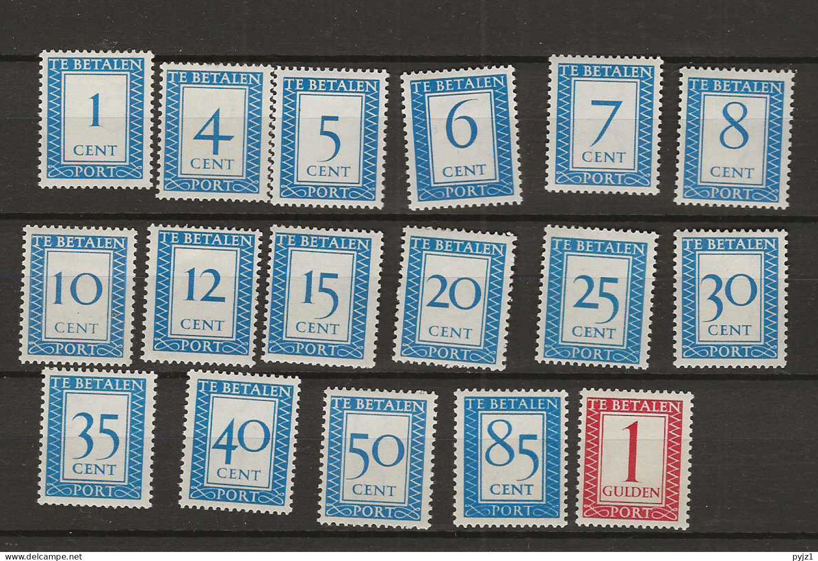 1947 MH Nederland Port 80a-105a Vertikaal Watermerk - Strafportzegels