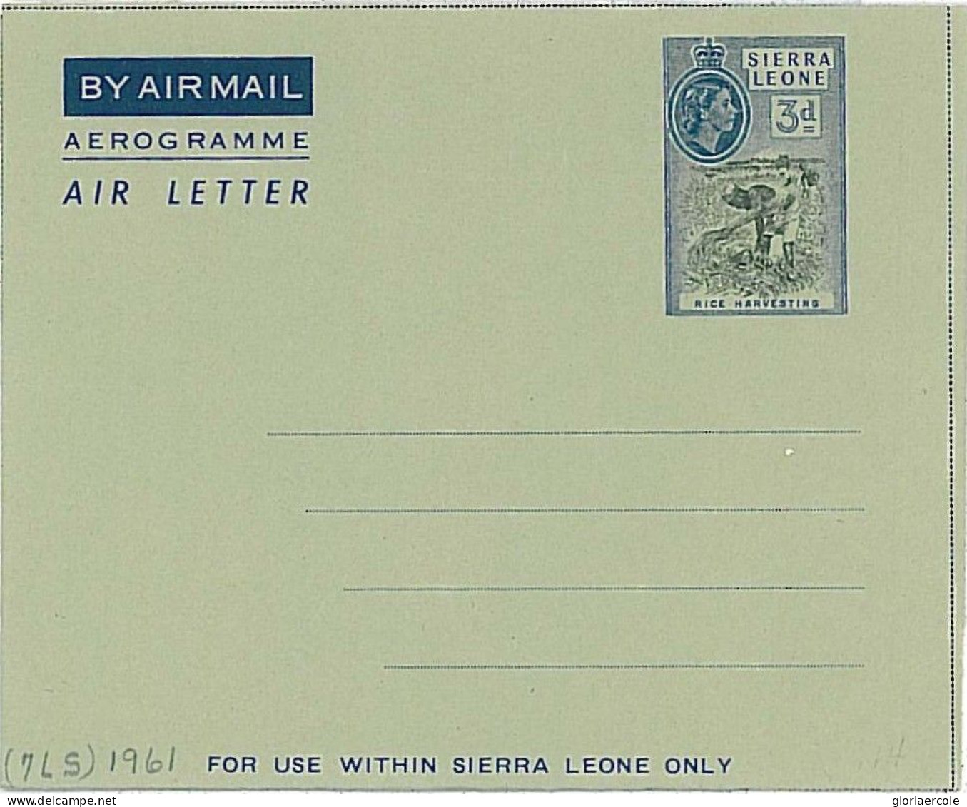 11387 - SIERRA LEONE - Postal History - AEROGRAMME - Rice  AGRICULTURE - Sierra Leone (...-1960)