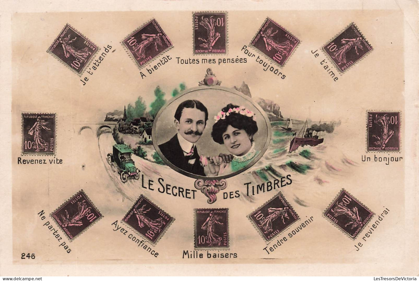 TIMBRES  - Le Secret Des Timbres - Colorisé - Carte Postale Ancienne - Stamps (pictures)