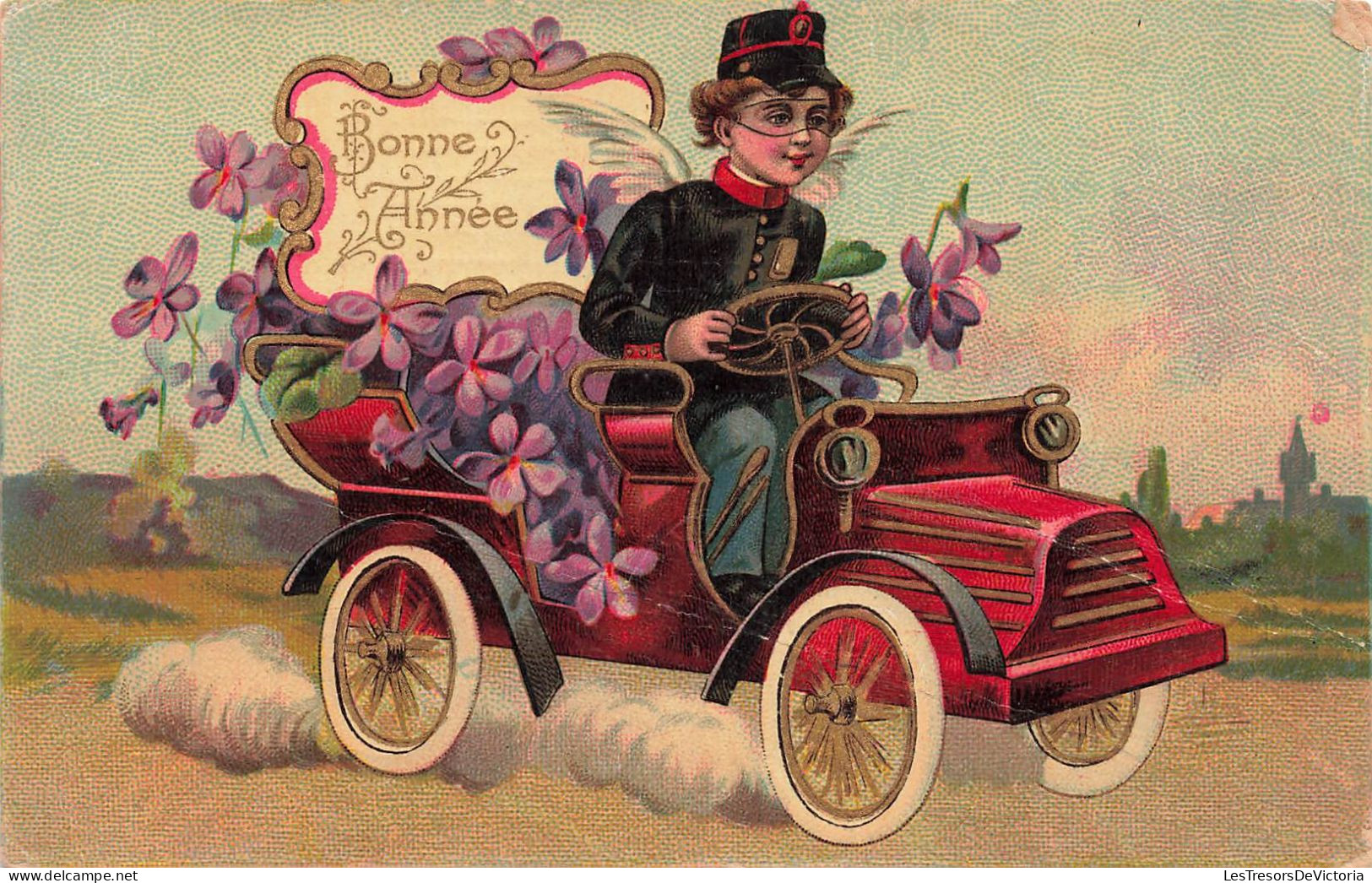 FÊTES ET VOEUX - Nouvel An - Un Homme Conduisant Une Voiture  - Colorisé - Carte Postale Ancienne - Neujahr