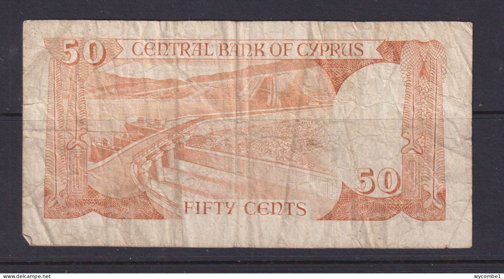 CYPRUS- 1987 50 Sent Circulated Banknote As Scans - Cyprus