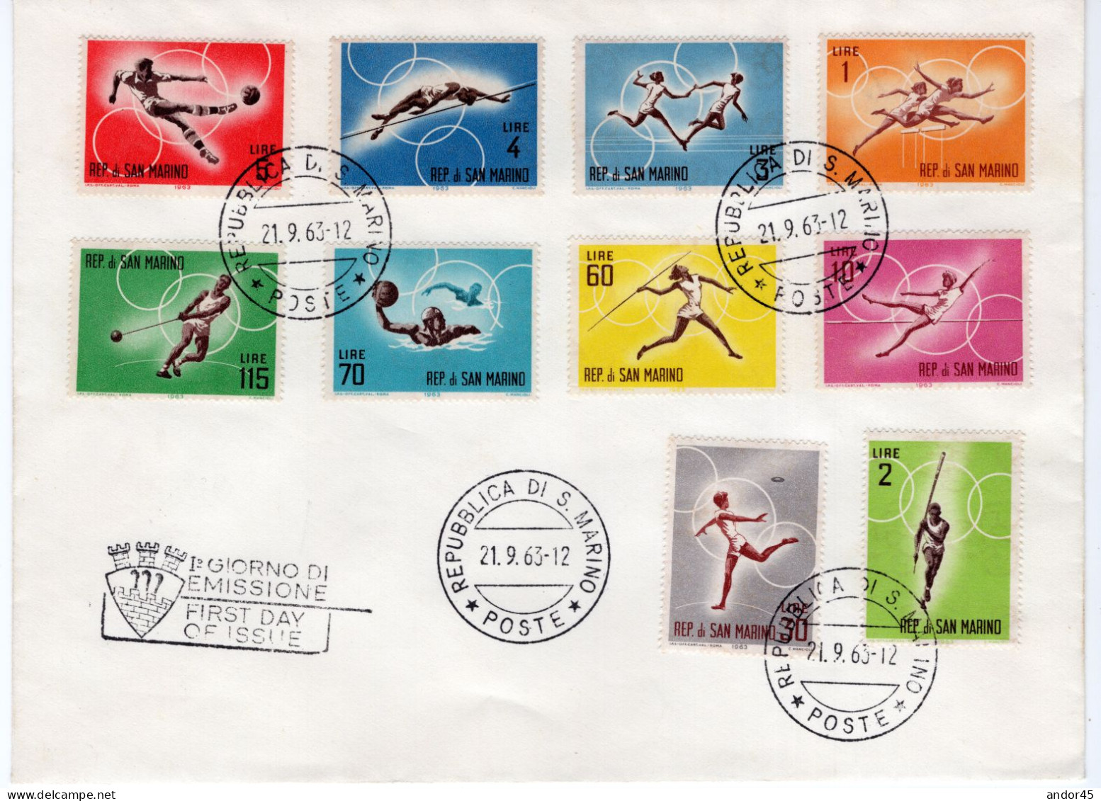 1963 BUSTA FDC CON SERIE COMPLETA DI DIECI  VALORI "PREOLIMPICA  " MOLTO BELLA - Covers & Documents