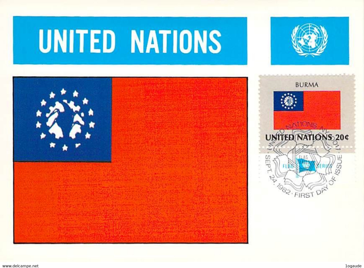 UNITED NATION CARTE MAXIMUM   DRAPEAU FLAG - BURMA - Autres & Non Classés
