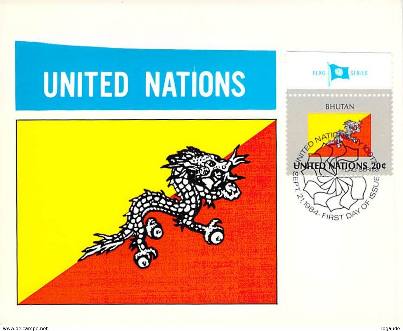 UNITED NATION CARTE MAXIMUM   DRAPEAU FLAG - BHUTAN - Autres & Non Classés