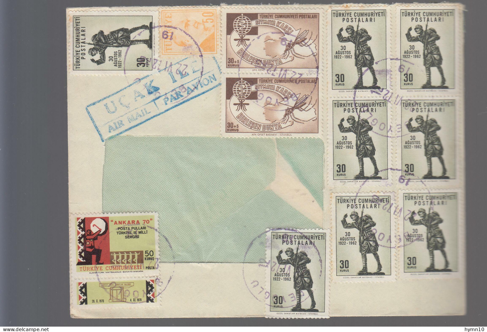 1972 TURKEY+QINDOW AIR MAIL Cover30 Kurusx8+50c+(30+5)Kurusx2+50 Kurus ANKARA 70-F235 - Brieven En Documenten