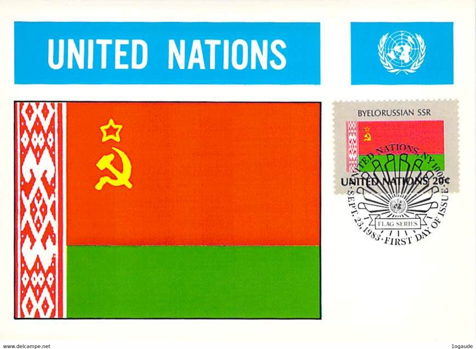 UNITED NATION CARTE MAXIMUM   DRAPEAU FLAG - BYELORUSSIAN SSR - Sonstige & Ohne Zuordnung