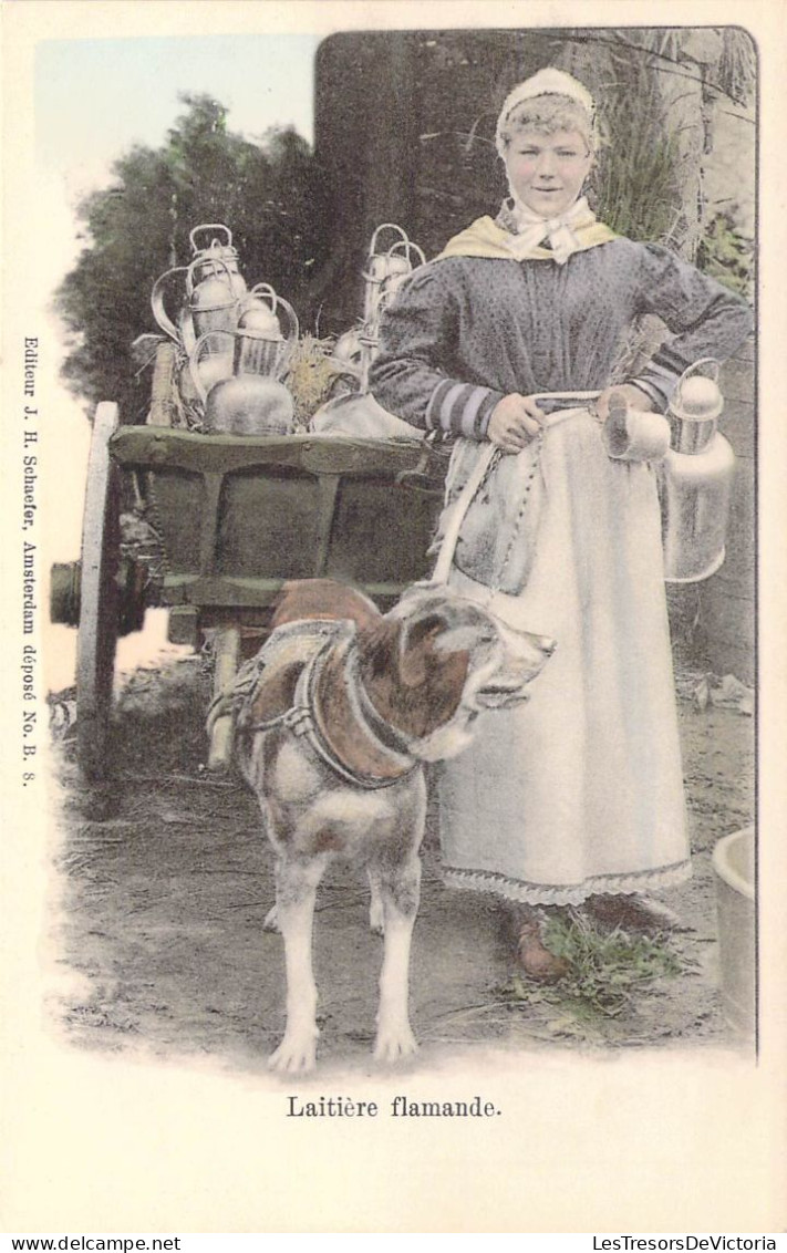 Laitière Flamande - Attelage De Chien - Colorisé - Vieux Métiers - J.H.Schaefer - Carte Postale Ancienne - Kunsthandwerk