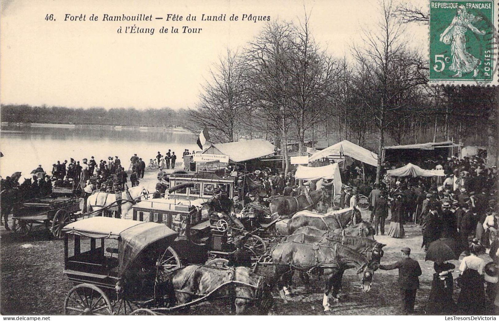 France - Forêt De Rambouillet - Fête Du Lundi De Pâques à L'étang De La Tour - Attelage - Animé - Carte Postale Ancienne - Rambouillet