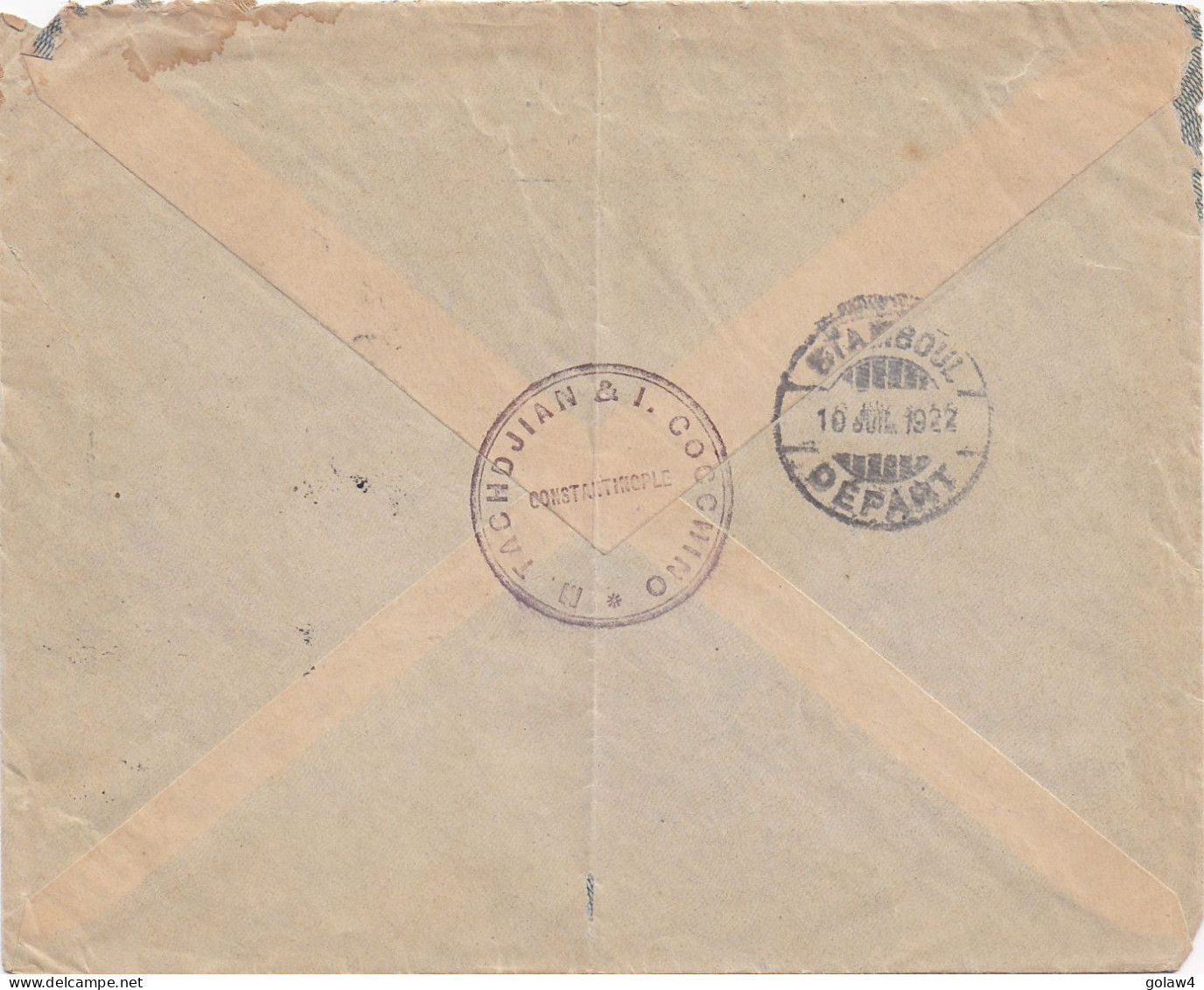 35083# LETTRE CONSTANTINOPLE Au Dos STAMBOUL DEPART 1922 Pour SONNEBERG THÜRINGE - Covers & Documents