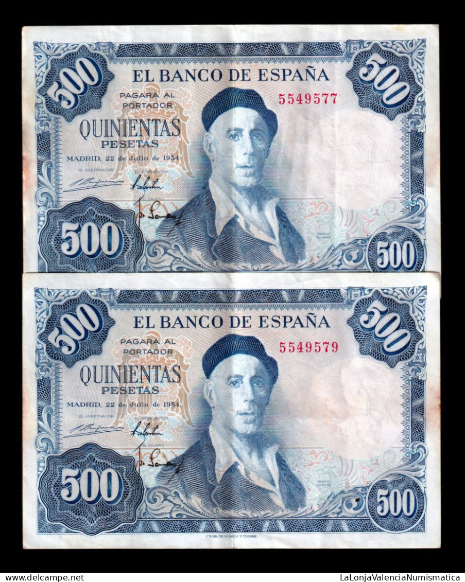 España Spain Pareja Impar 500 Pesetas Ignacio Zuloaga 1954 Pick 148 Sin Serie Mbc/+ Vf/+ - 500 Pesetas