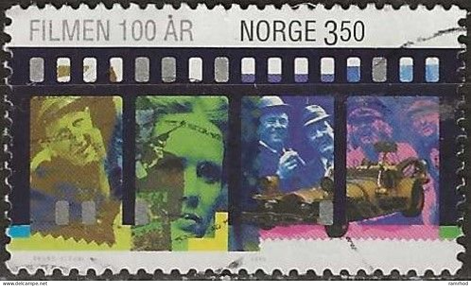 NORWAY 1996 Centenary Of Motion Pictures - 3k50 - Leif Juster, Sean Connery, Liv Ullmann And Olsen Gang FU - Gebraucht