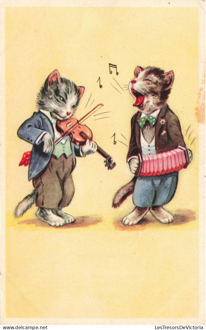 ILLUSTRATEUR - Des Chats Musiciens - Colorisé -  Carte Postale Ancienne - Autres & Non Classés