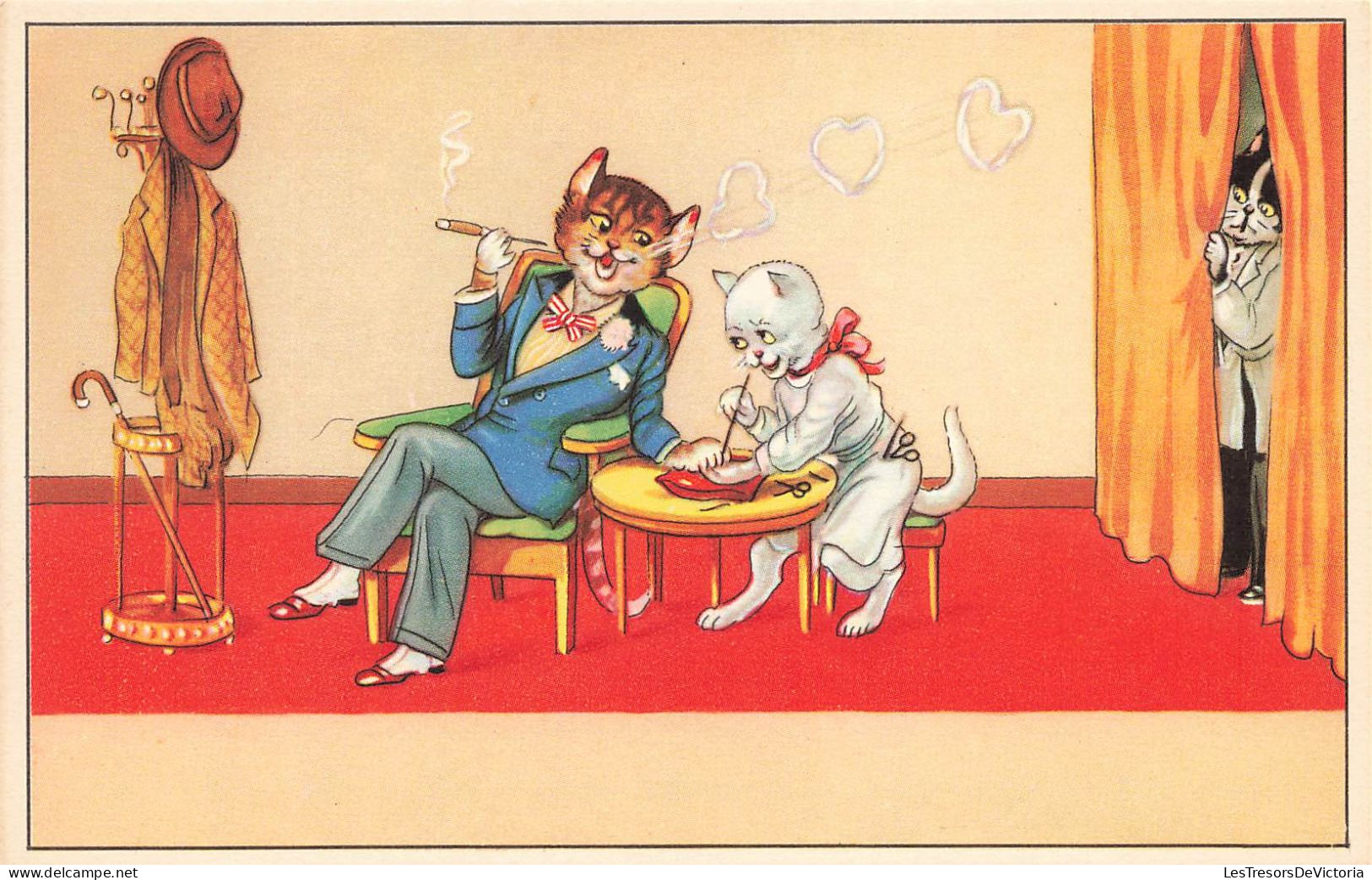 ILLUSTRATEUR - Un Chat Dragueur - Colorisé -  Carte Postale Ancienne - Autres & Non Classés