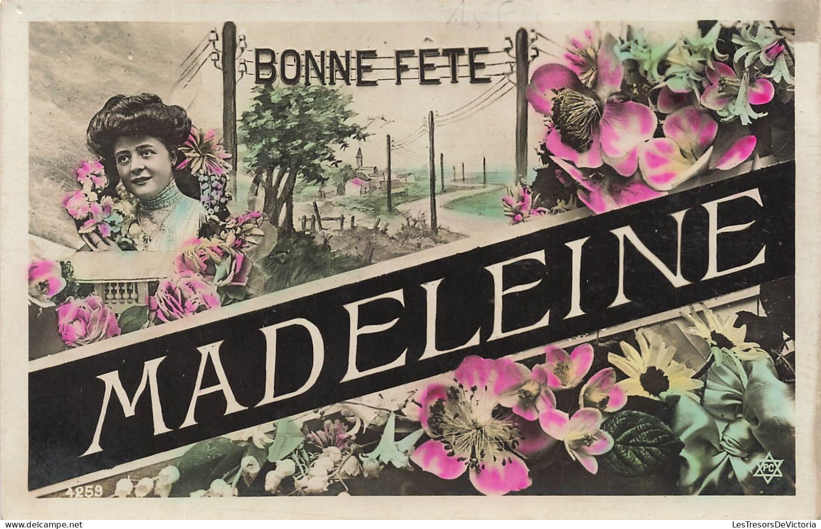 FÊTES ET VOEUX - Bonne Fête Madeleine - Une Femme Entourée De Fleurs - Colorisé - Carte Postale Ancienne - Autres & Non Classés