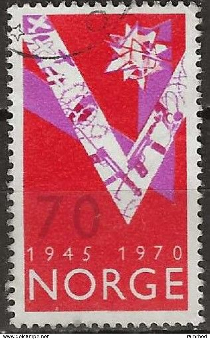 NORWAY 1970 25th Anniversary Of Liberation - 70ore 'V' Symbol FU - Oblitérés