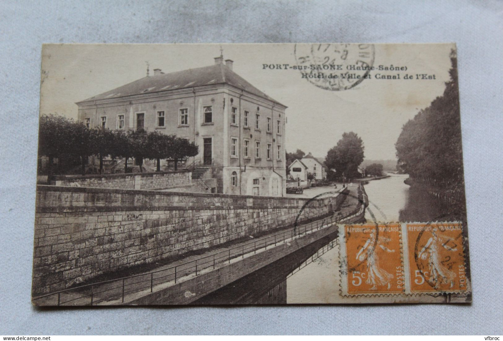 Cpa 1924, Port Sur Saône, Hôtel De Ville Et Canal De L'Est, Haute Saône 70 - Port-sur-Saône