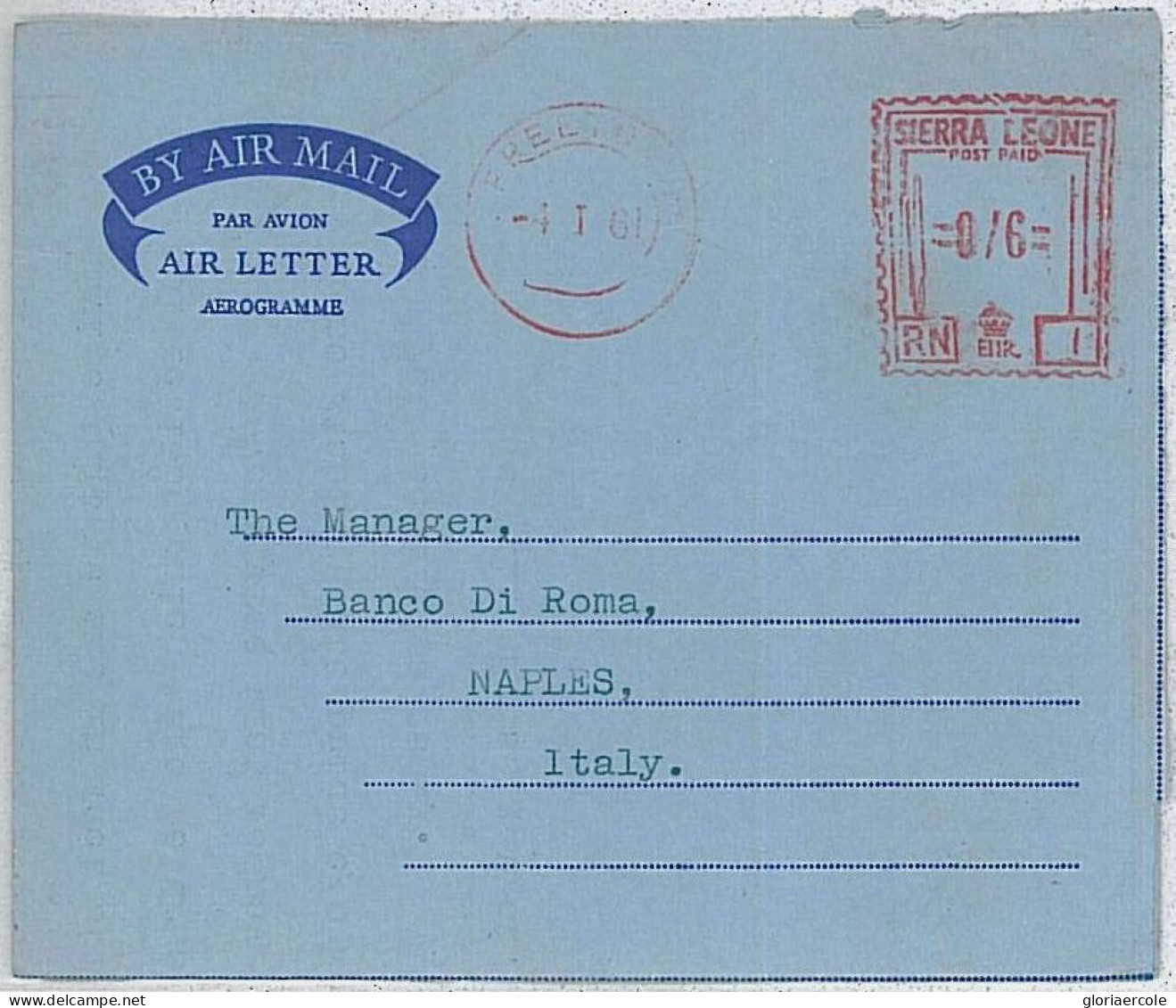 36361   - SIERRA LEONE - Postal History -  AEROGRAMME To ITALY - 1961 - Sierra Leone (...-1960)