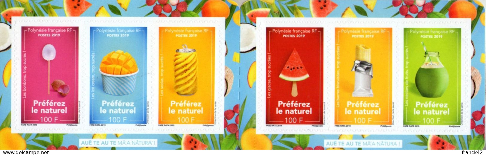 Polynésie Française. Carnet Autoadhésif. Fruits, Préférez Le Naturel. 2019 - Neufs